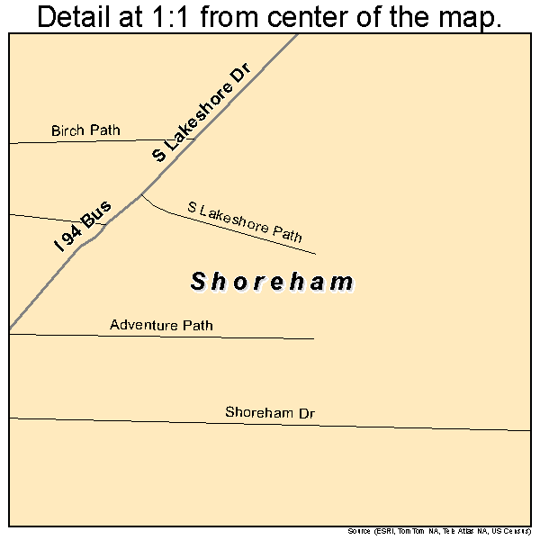 Shoreham, Michigan road map detail