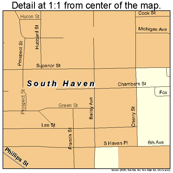 South Haven, Michigan road map detail