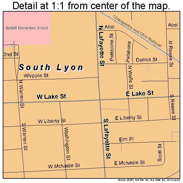 South Lyon, Michigan road map detail