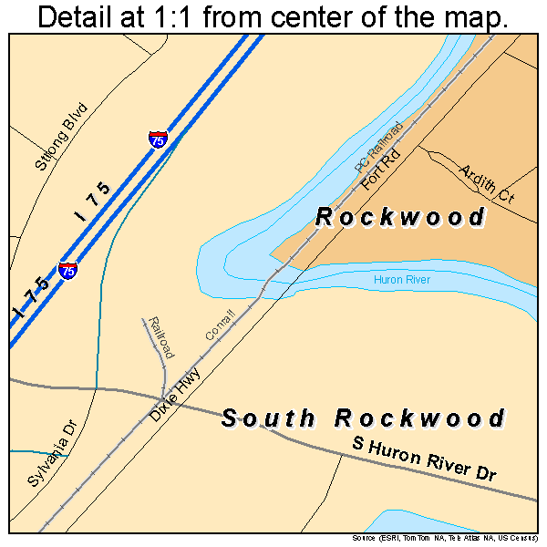 South Rockwood, Michigan road map detail