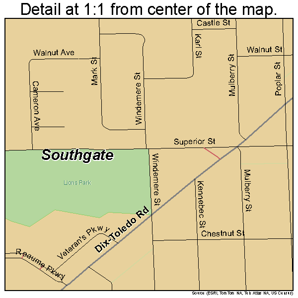 Southgate, Michigan road map detail