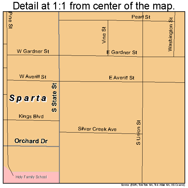 Sparta, Michigan road map detail