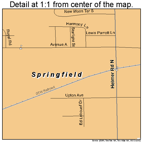 Springfield, Michigan road map detail
