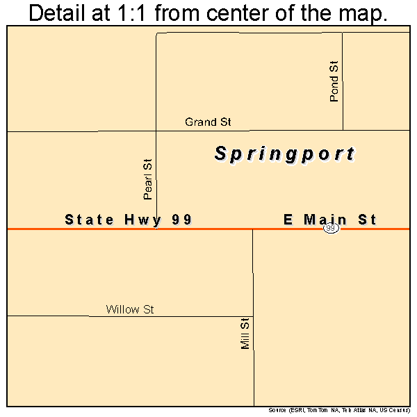 Springport, Michigan road map detail