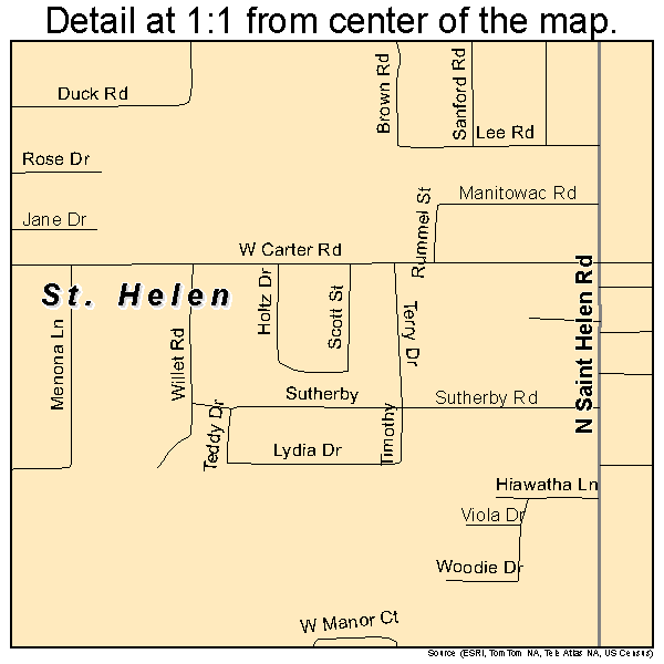 St. Helen, Michigan road map detail