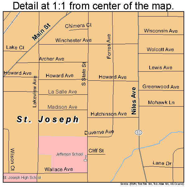 St. Joseph, Michigan road map detail