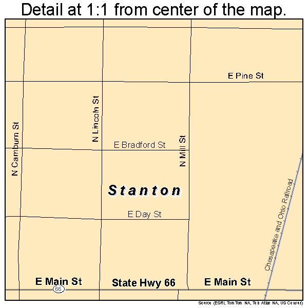 Stanton, Michigan road map detail