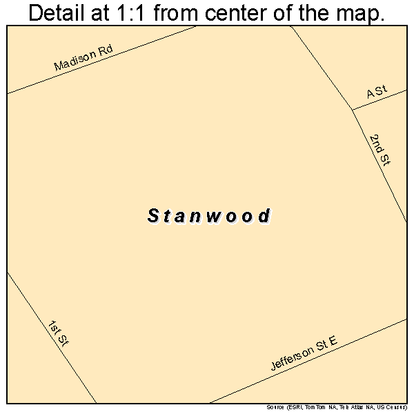 Stanwood, Michigan road map detail