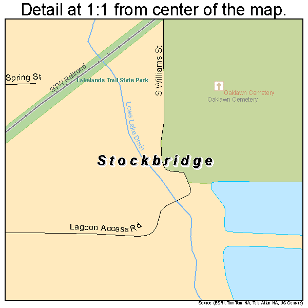 Stockbridge, Michigan road map detail