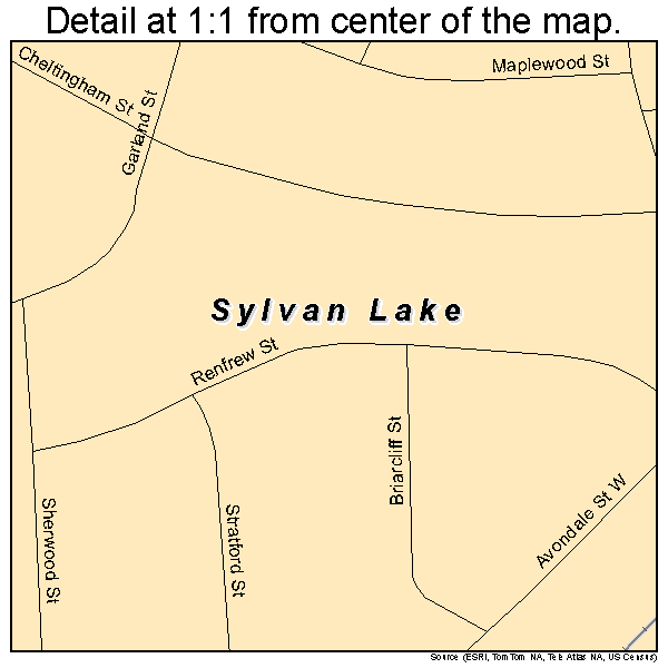 Sylvan Lake, Michigan road map detail