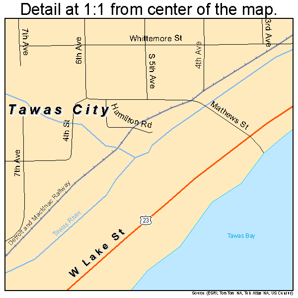 Tawas City, Michigan road map detail