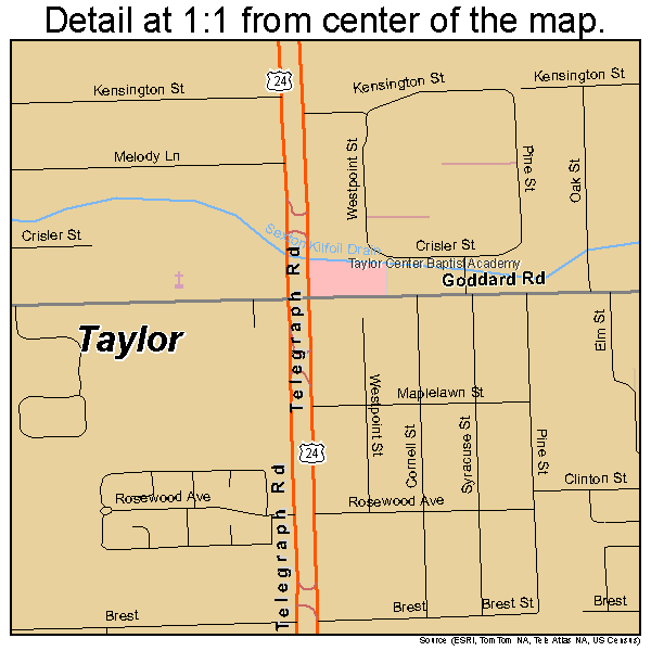 Taylor, Michigan road map detail