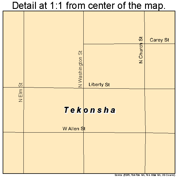 Tekonsha, Michigan road map detail