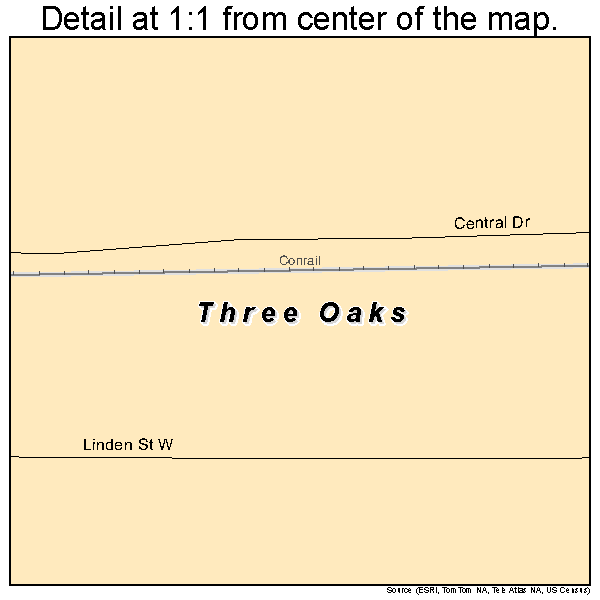 Three Oaks, Michigan road map detail