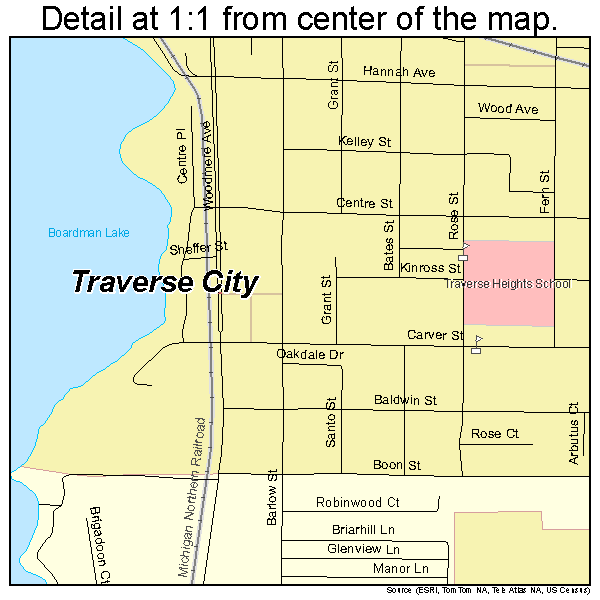 Traverse City, Michigan road map detail