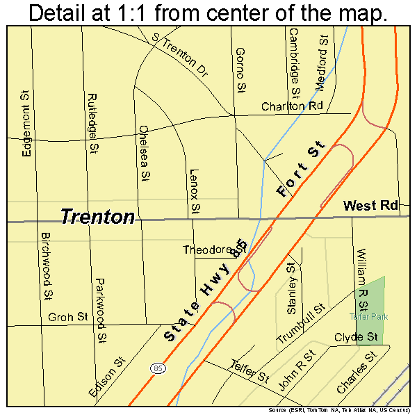 Trenton, Michigan road map detail