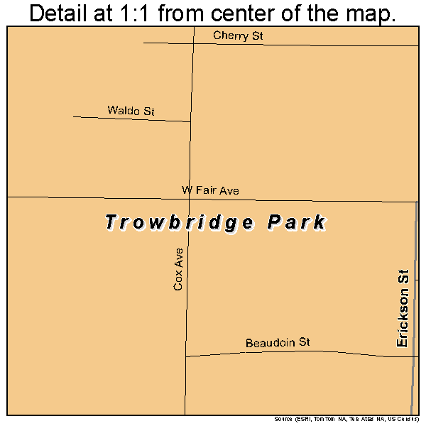 Trowbridge Park, Michigan road map detail
