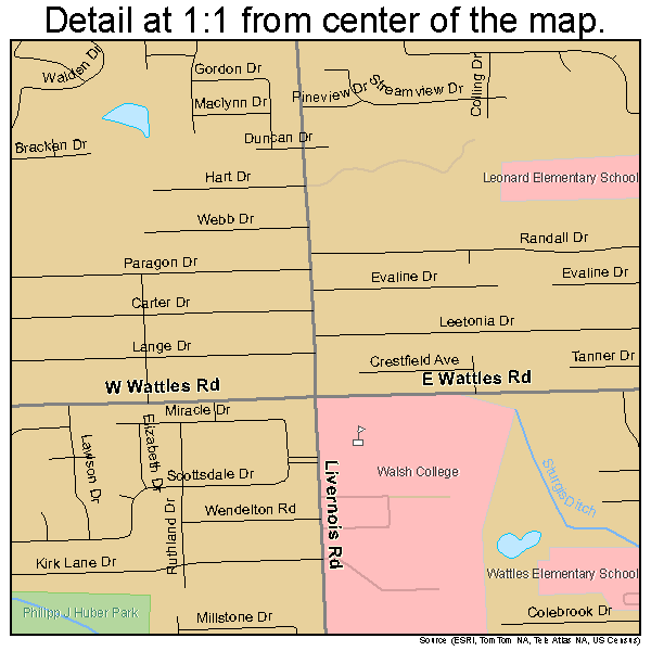 Troy, Michigan road map detail