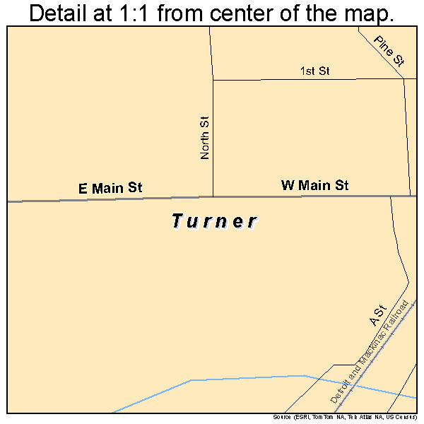 Turner, Michigan road map detail