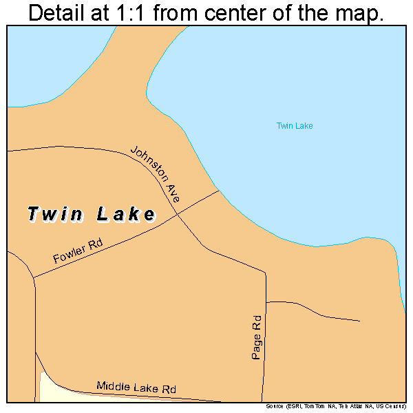 Twin Lake, Michigan road map detail