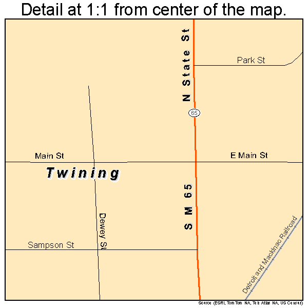 Twining, Michigan road map detail