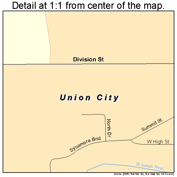 Union City, Michigan road map detail