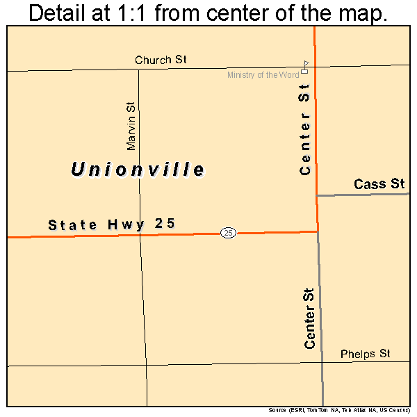Unionville, Michigan road map detail