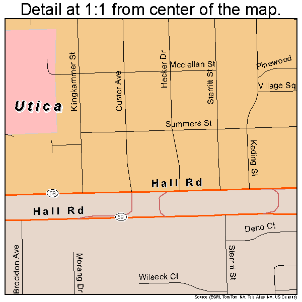 Utica, Michigan road map detail