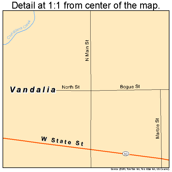 Vandalia, Michigan road map detail