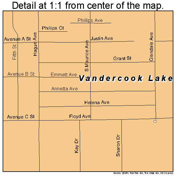 Vandercook Lake, Michigan road map detail