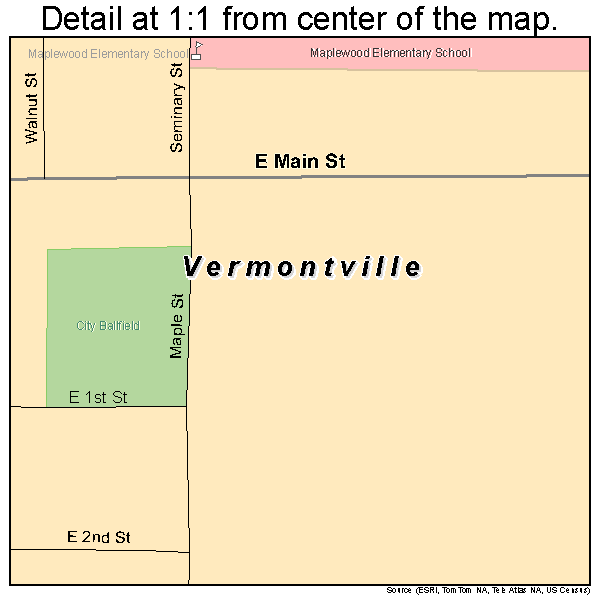 Vermontville, Michigan road map detail