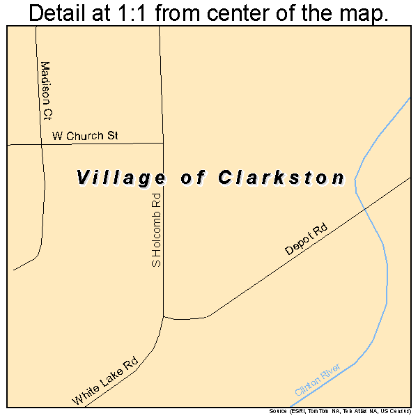 Village of Clarkston, Michigan road map detail
