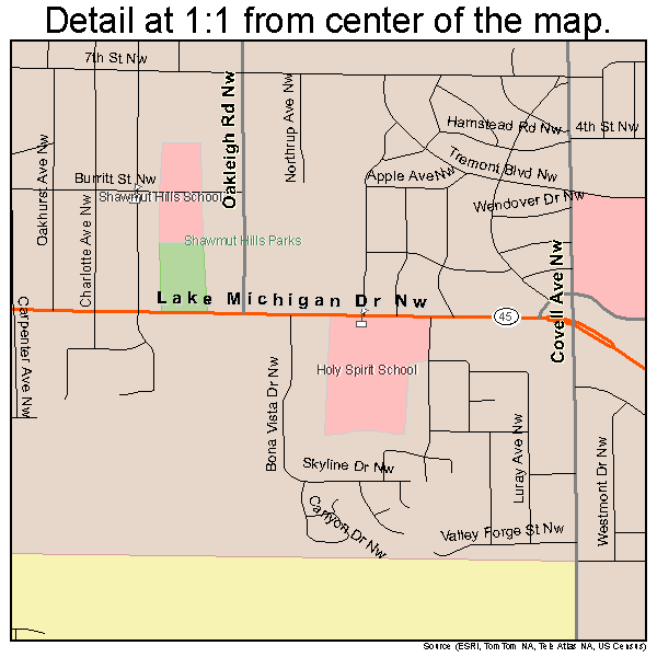 Walker, Michigan road map detail