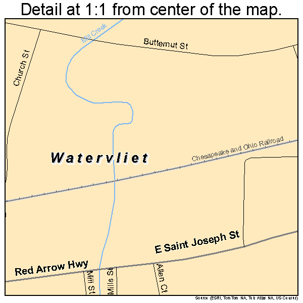 Watervliet, Michigan road map detail