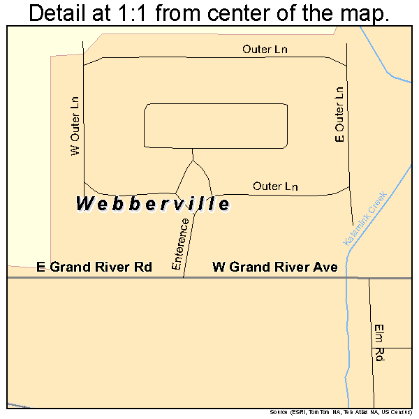 Webberville, Michigan road map detail