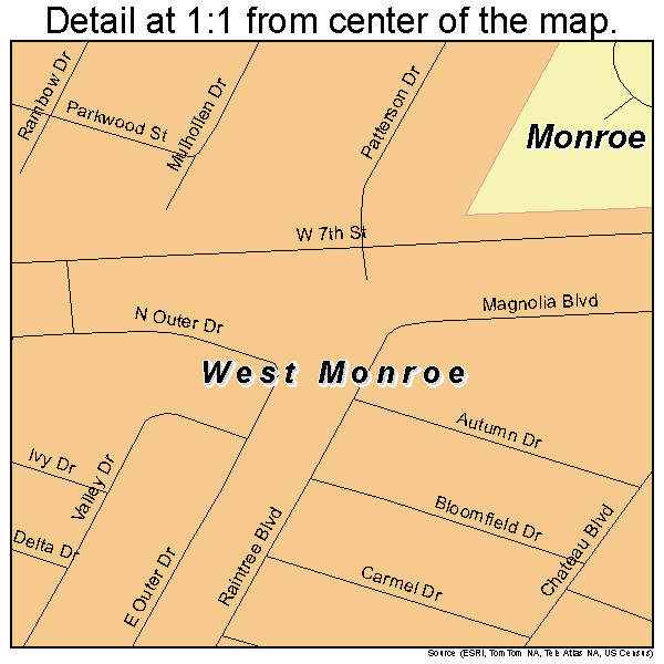 West Monroe, Michigan road map detail