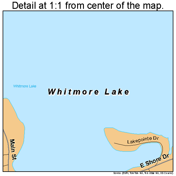 Whitmore Lake, Michigan road map detail