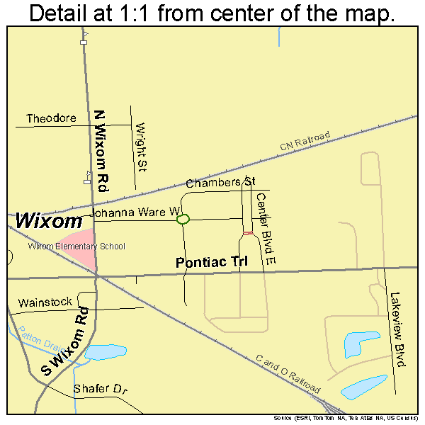 Wixom, Michigan road map detail