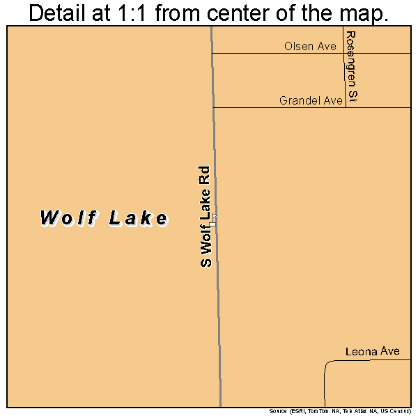 Wolf Lake, Michigan road map detail