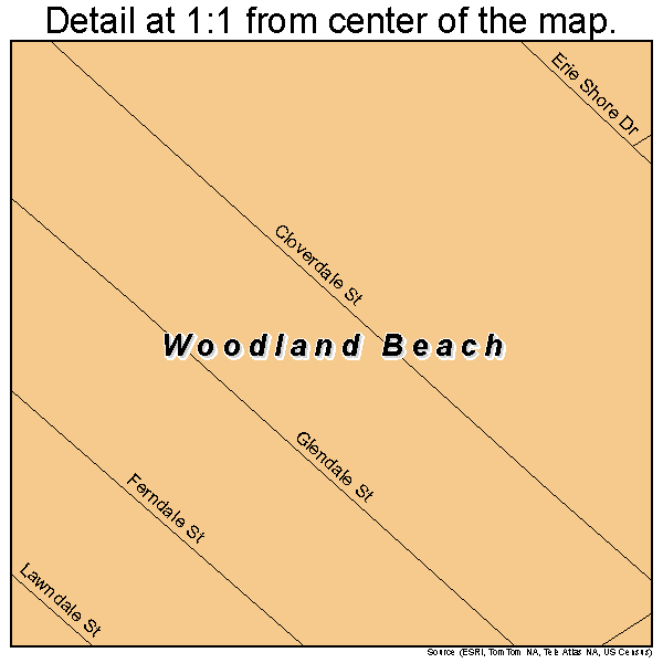 Woodland Beach, Michigan road map detail