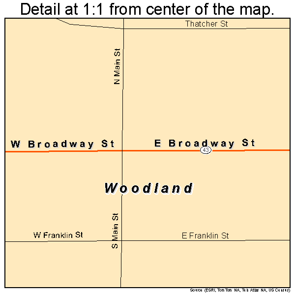 Woodland, Michigan road map detail
