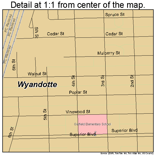 Wyandotte, Michigan road map detail
