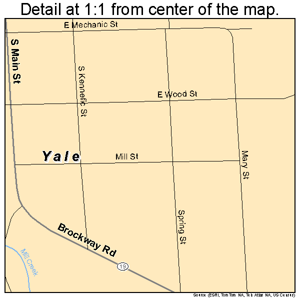 Yale, Michigan road map detail