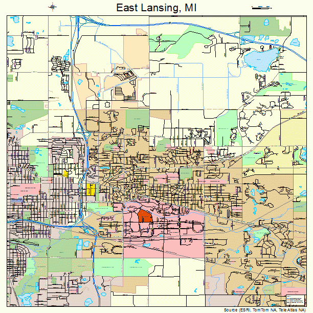 East Lansing, MI street map