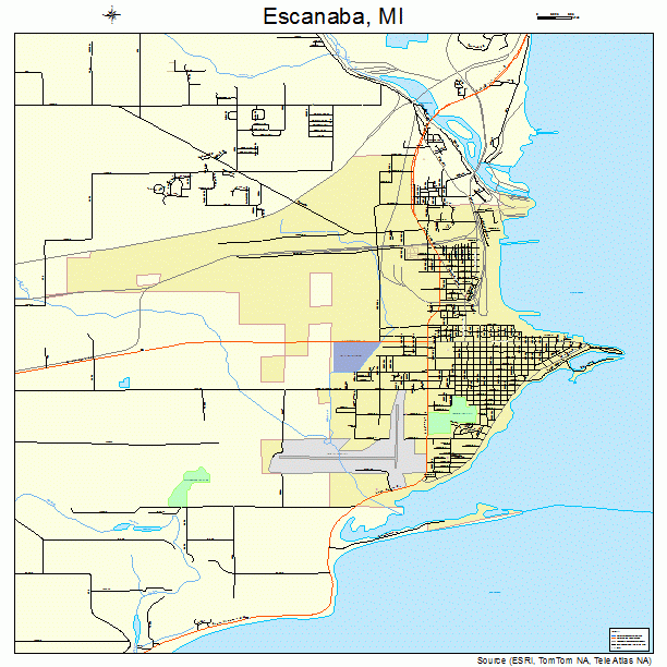 Escanaba, MI street map