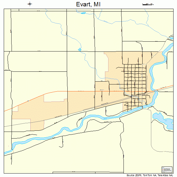 Evart, MI street map