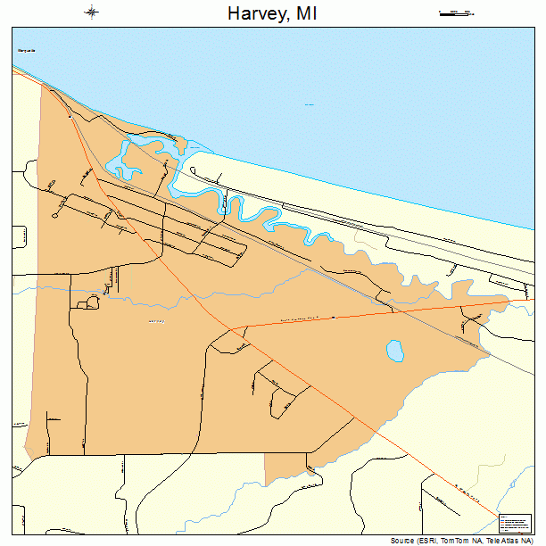 Harvey, MI street map