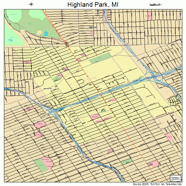 Highland Park, MI street map