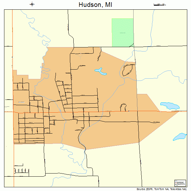 Hudson, MI street map