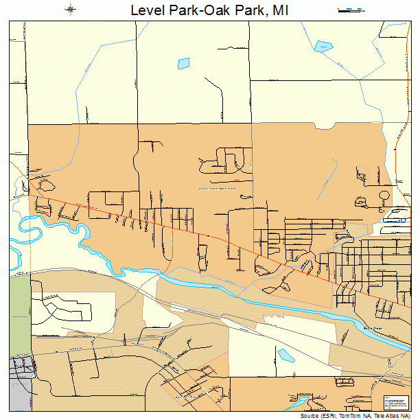 Level Park-Oak Park, MI street map